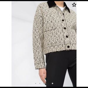 Sandro Lurex tweed jacket with contrast collar